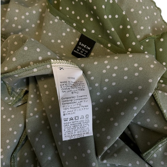 Green Polka Dot Wrap Dress - Picture 5 of 5